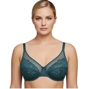 HSIA Lace Minimizer Bra Green Full Coverage Underwire Women 36D NWT